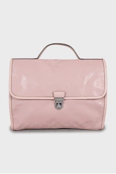Pink backpack with embossed print