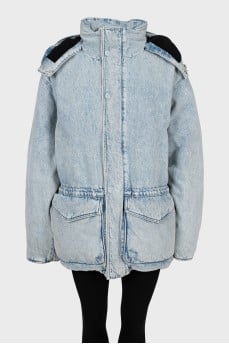 Oversized denim puffer jacket