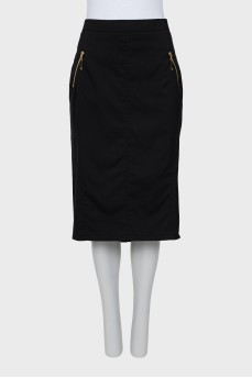 Black printed pencil skirt