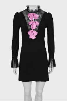 A-line dress with mesh inserts