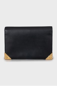 Leather wallet with gold decor