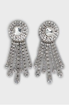 Silver earrings with crystals and tag