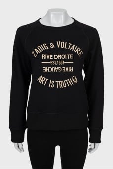 Sweatshirt with text print and tag