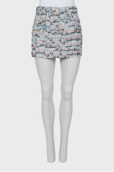 Velvet mini skirt with print