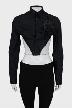 Black tie-up top shirt