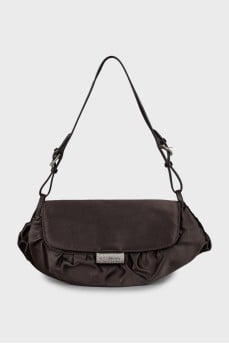 Brown fabric shoulder bag