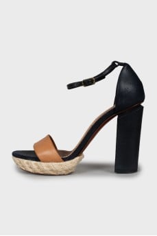 Two-tone block heel sandals