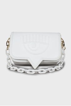 White bag with embossed leather