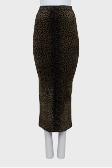 Velour skirt in animal print