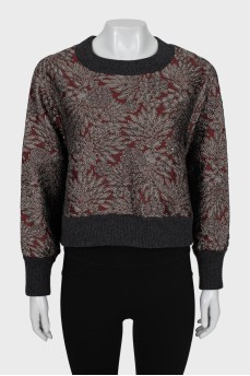 Cropped sweatshirt with floral print