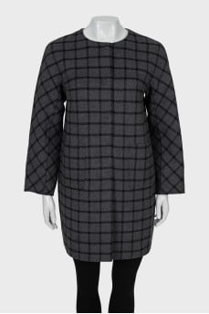 Double-sided plaid coat