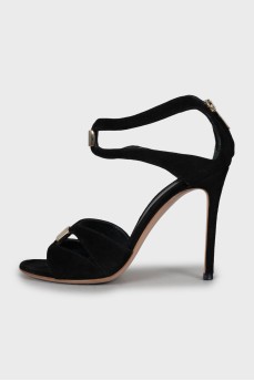 Suede high heel sandals