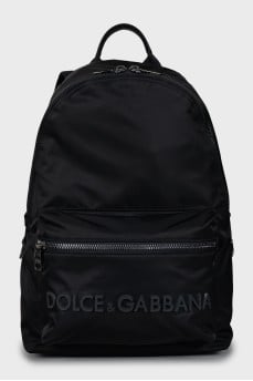 Men's textile backpack with embossed logo