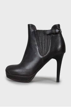 Brown ankle boots with high heels