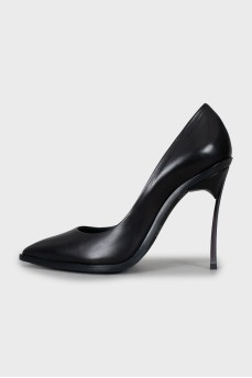 Leather pointed toe stiletto heels