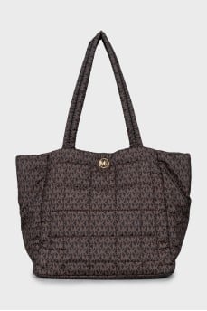 Textile shopper bag with signature print