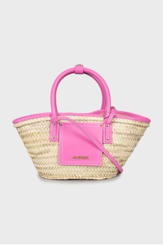 Woven Basket Bag with Tag