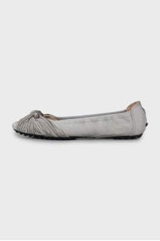 Gray square toe ballet flats