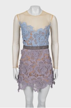 Mini dress with mesh inserts
