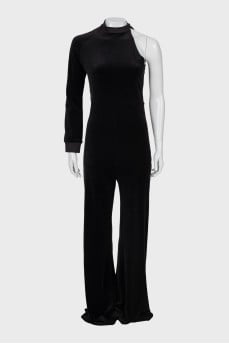 Velour One Shoulder Jumpsuit