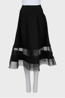 Black skirt with mesh inserts