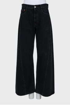 Palazzo jeans with raised seams