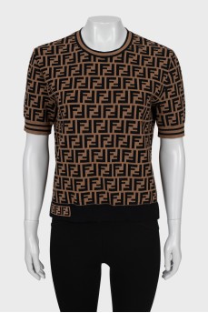 T-shirt with branded print and slits
