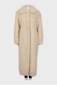 White fur coat with long pile