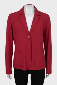 Red cardigan with patch pockets