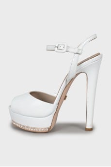 Leather platform sandals with heels