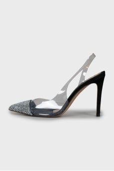 Slingbacks with rhinestones on high heels