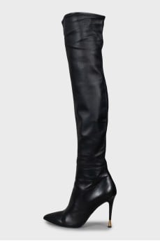 Leather high heel boots