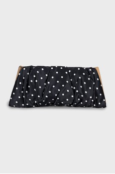 Polka dot print textile clutch