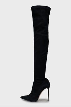 Suede over the knee boots with high heels