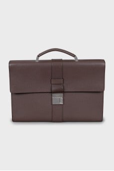 Men's brown leather briefcase