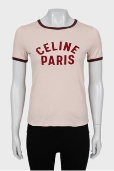 Cropped T-shirt with text print