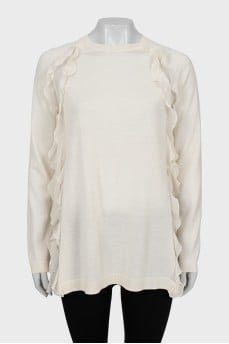 Wool jumper with frills