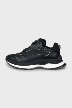 Men's black sneakers with a massive sole