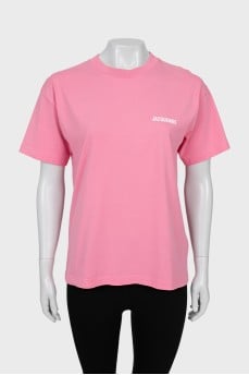 Pink T-shirt with branded print