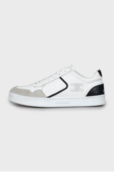 White sneakers with suede inserts