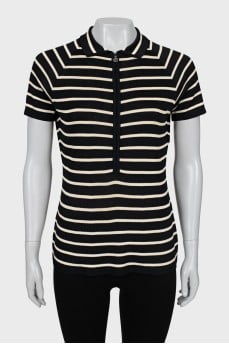 Vintage Striped Zip Up T-Shirt