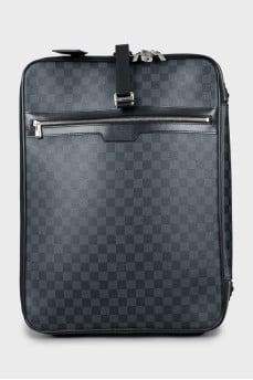 Suitcase made of canvas and leather with print