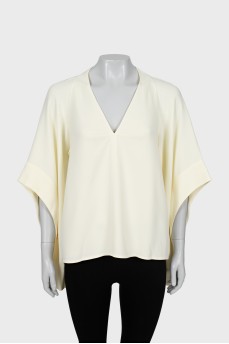 Beige V-neck blouse