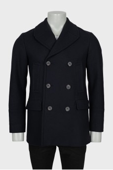 Men's double-breasted coat in blue