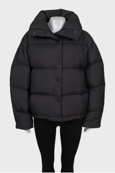 Quilted black down jacket with tag