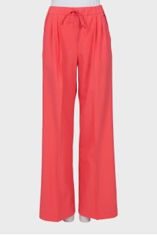 Wool palazzo pants with drawstring