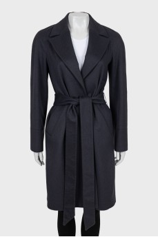 Wrap coat made of wool and cashmere