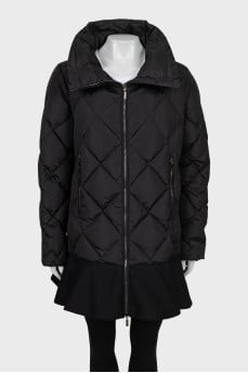 Quilted A-line down jacket in black