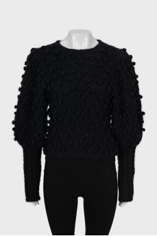 Cropped sweater with voluminous sleeves
