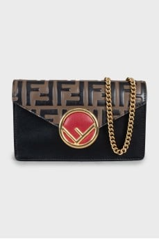 Leather bag with golden logo